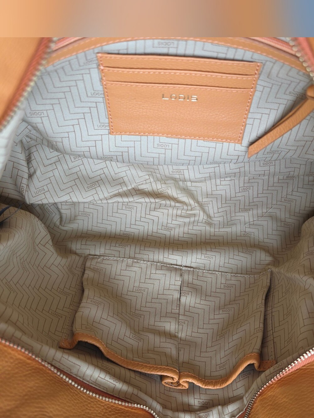Lodis Texas Leather Sutton Tote Nectarine Woven Stitch Shoulder Bag - Picture 10 of 12